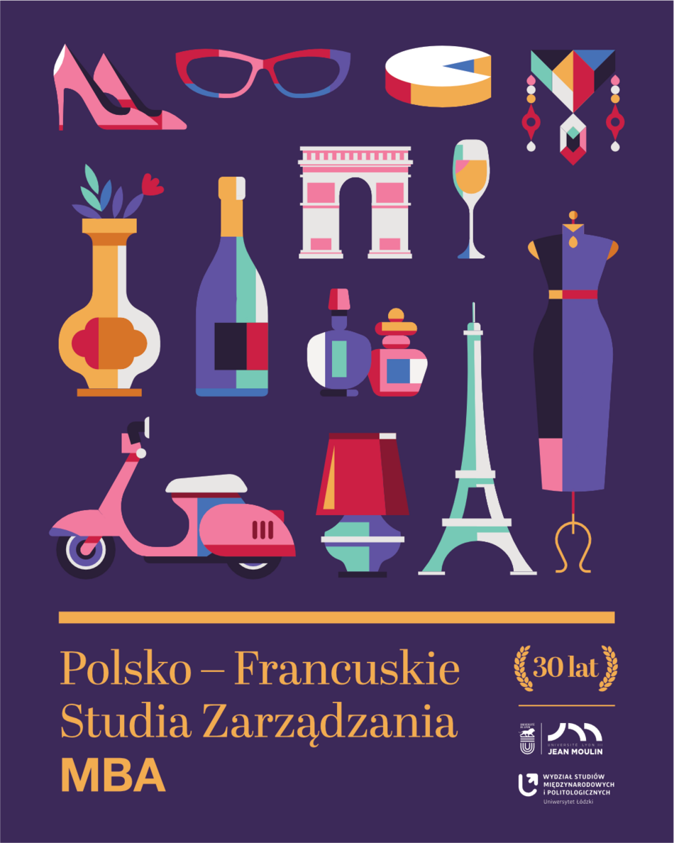plakat ozdobny polsko-francuskich studiów w zakresie zarządzania